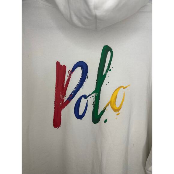 Polo Ralph Lauren Full Zip Hoodie Men's Size XXL Sweatshirt White Logo Signature - Picture 3 of 8
